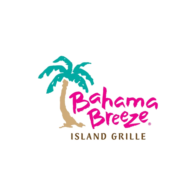 Bahama Breeze Island Grille Restaurant Logo with Tropical Palm Tree Pin