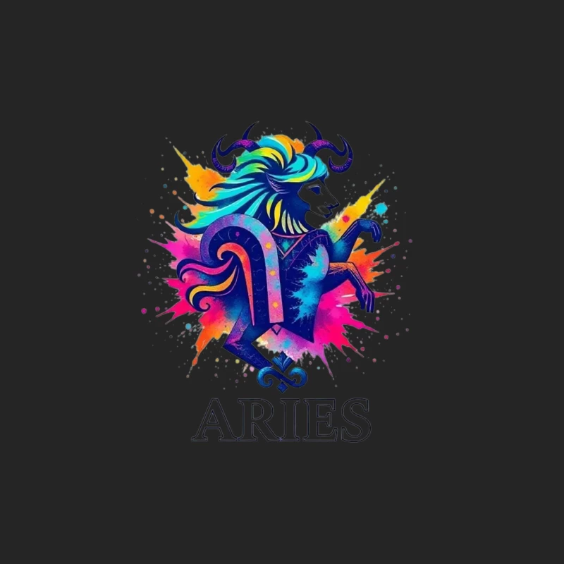 Colorful Aries Zodiac Illustration Male Pullover Sweatshirt