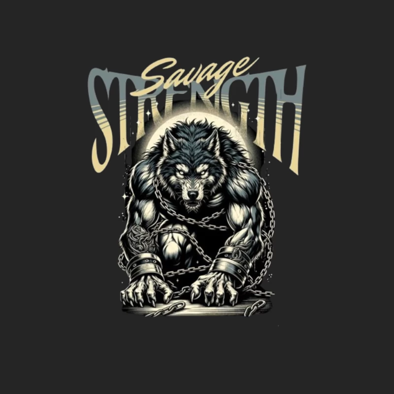 Savage Strength: Chained Werewolf Dark Art Male Pullover Sweatshirt