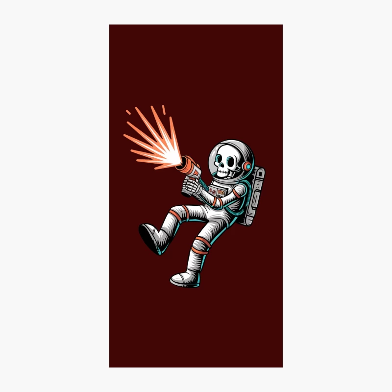Cartoon Skeleton Astronaut with Laser Gun iPhone Case