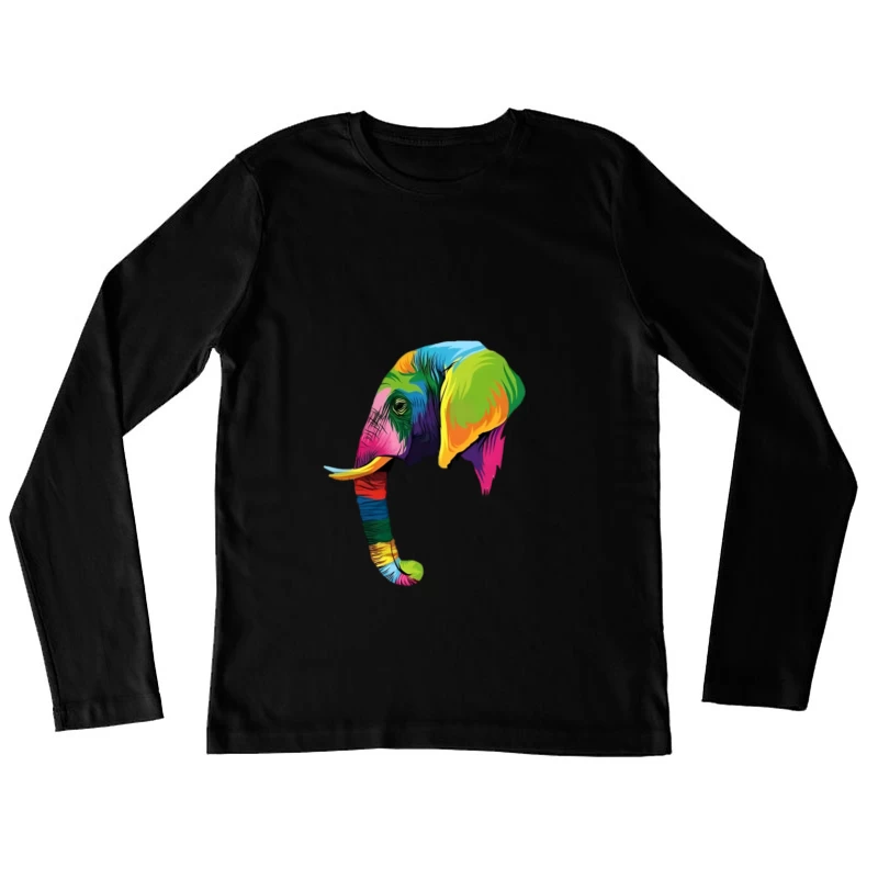 Buntes Elefantendesign Damen Langarm T-Shirt