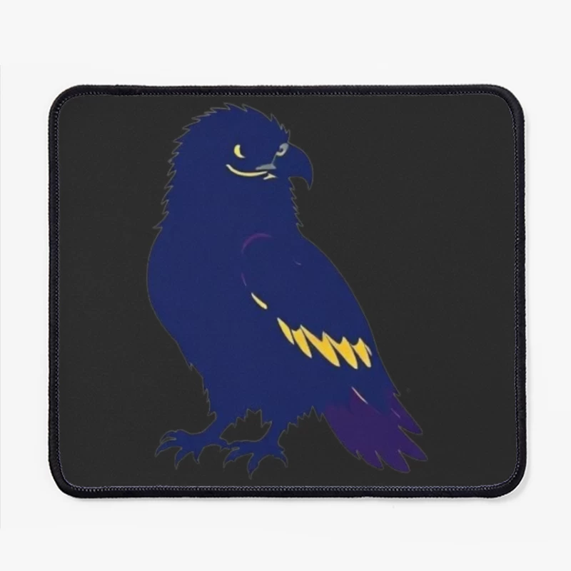 Stylized Navy Blue Raven Mascot Illustration Mouse Pad