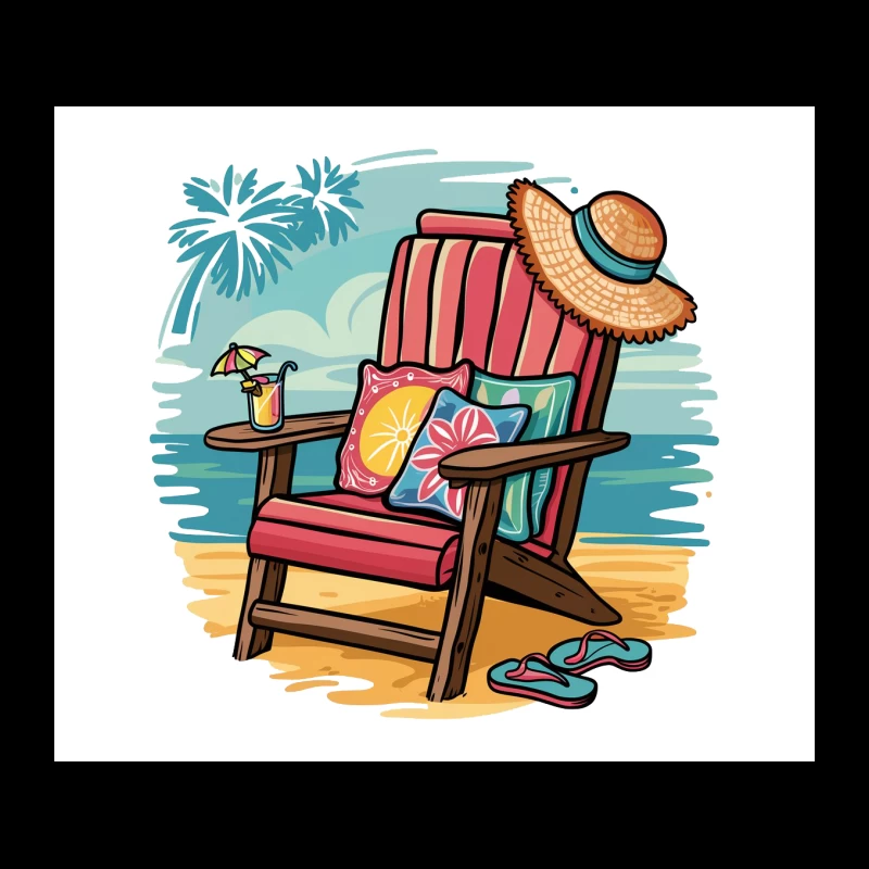 Relaxing Beach Chair Setup with Summer Accessories Tapestry