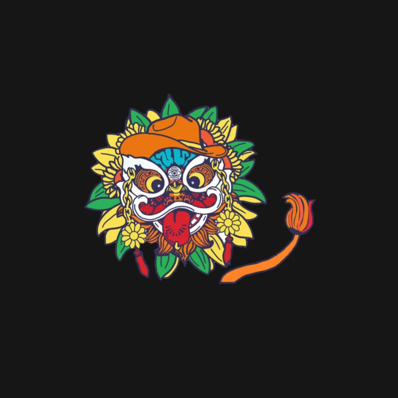Traditionelle Maske mit Sonnenblume Herren Langarm T-Shirt