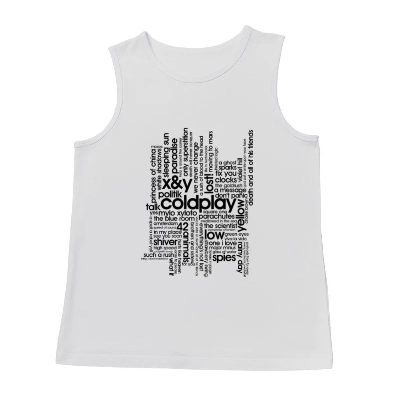 Coldplay Songs Word Cloud Typography Art Male Tank Top