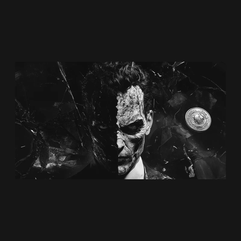 Two-Face: Dark Portrait of a Divided Villain Desk Mat