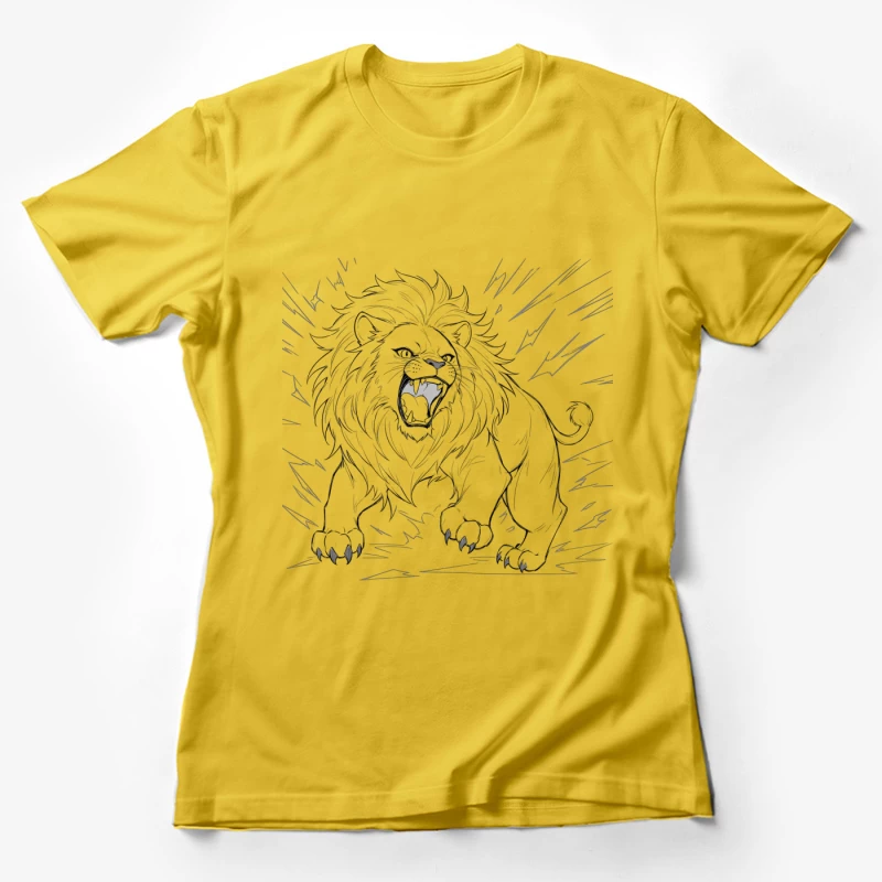 Fierce Roaring Lion Illustration Female T-Shirt