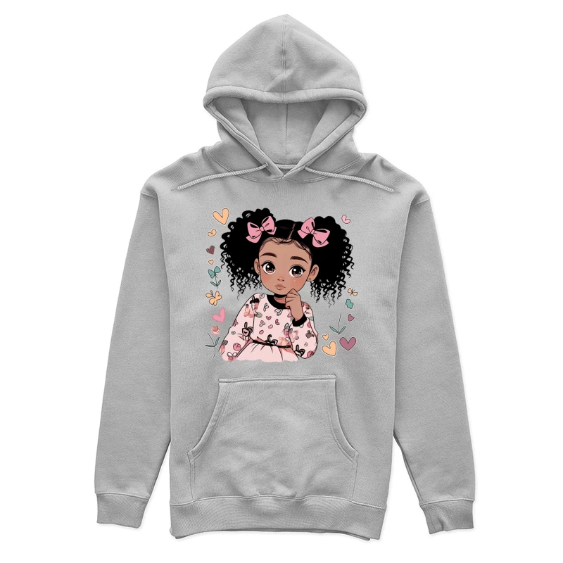 Kleines Mädchen mit Schleifen und Blumenmuster Damen Pullover Hoodie
