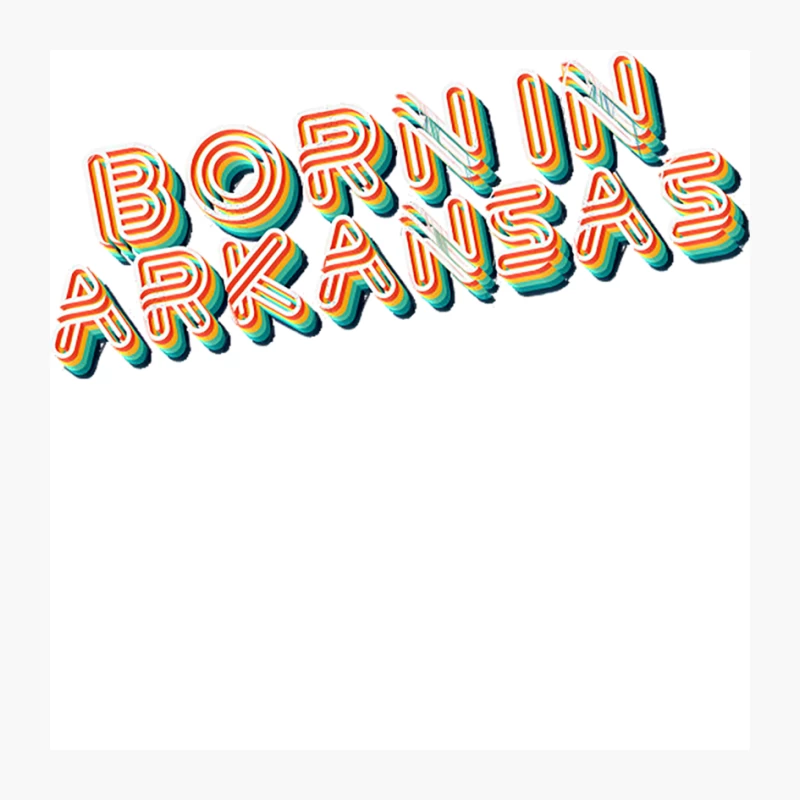 Born In Arkansas - 80_s Retro Style Typographic Design Pin