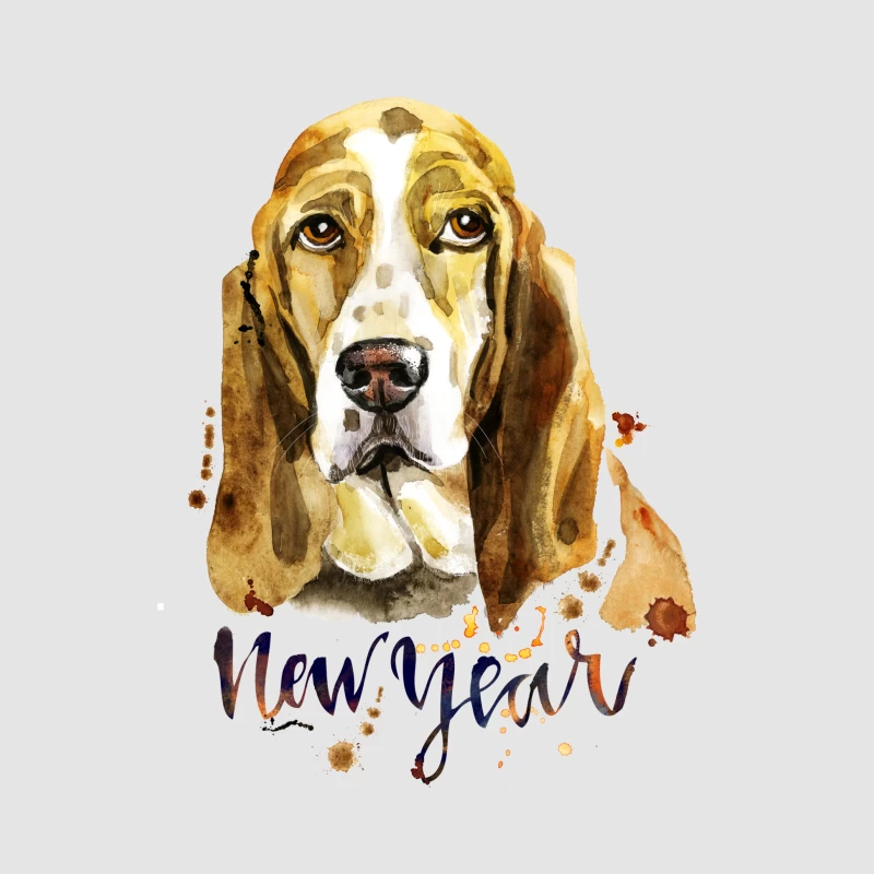 Portrait de chien aquarelle pour le Nouvel An Homme Sweat à capuche