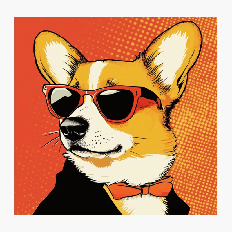 Corgi with Sunglasses in Pop Art Style Throw Pillow