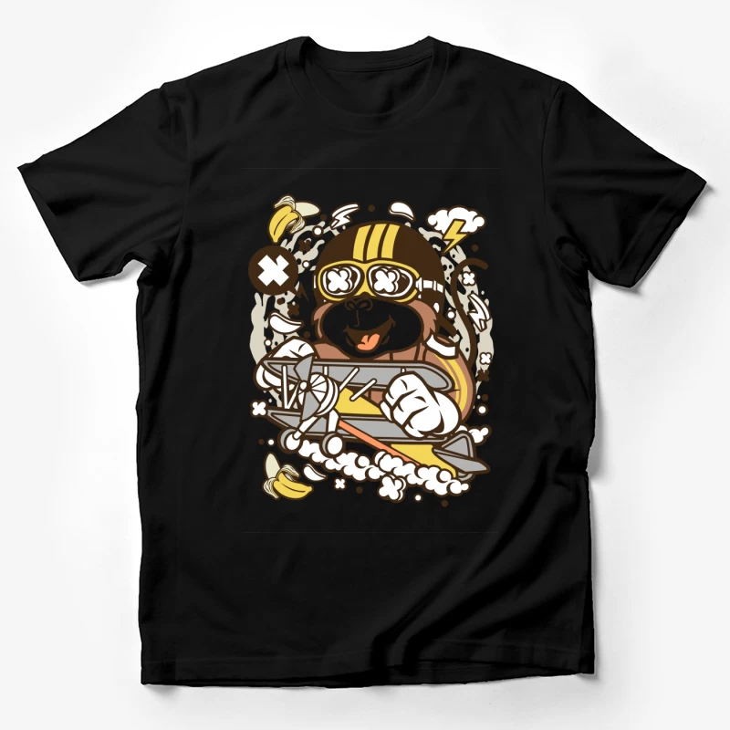 Singe Pilote avec Avion et Bananes Homme T-Shirt