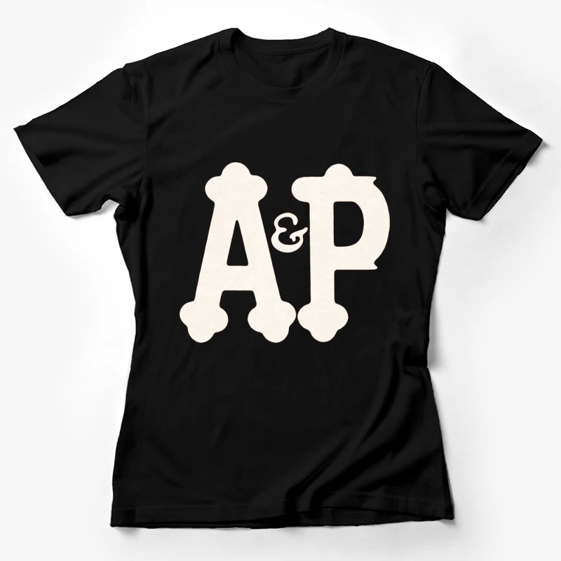 Decorative White AP Letters with Ampersand Female T-Shirt