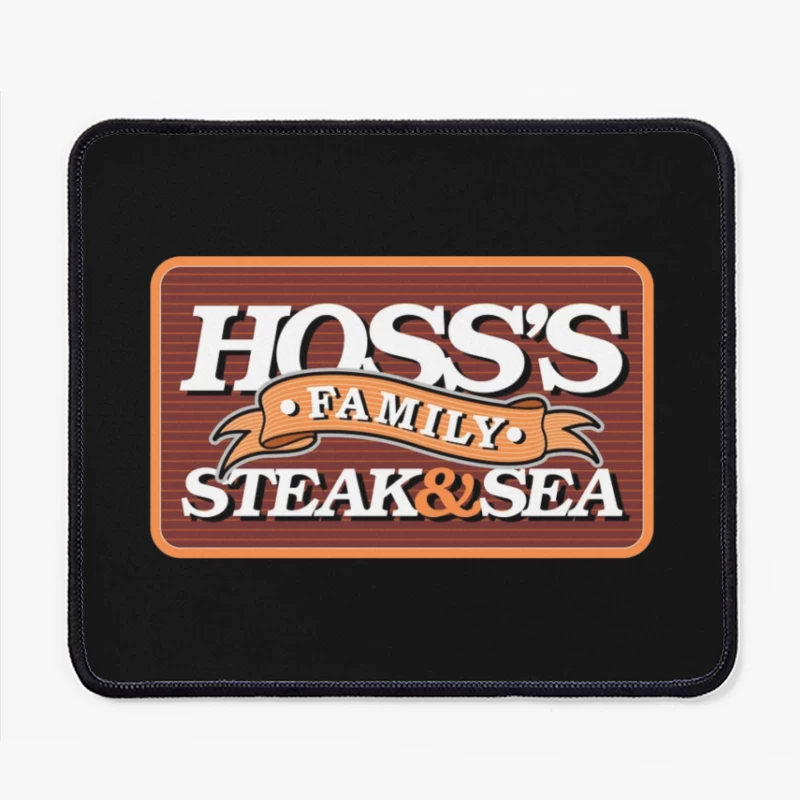 Hoss's Family Steak & Sea Restaurant Vintage Logo Design Mouse Pad