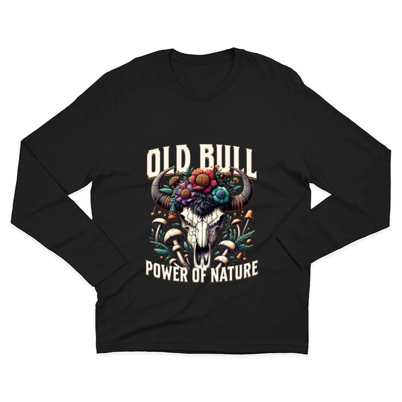 Floral Adorned Buffalo Skull: Power of Nature Male Long Sleeve T-Shirt