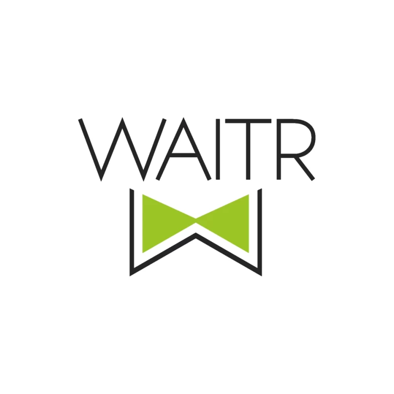 Waitr Food Delivery Service Logo with Green Bowtie Design Pin