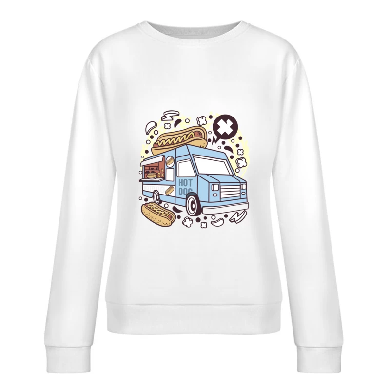 Camion de nourriture coloré servant des hot-dogs Femme Sweat-shirt à enfiler