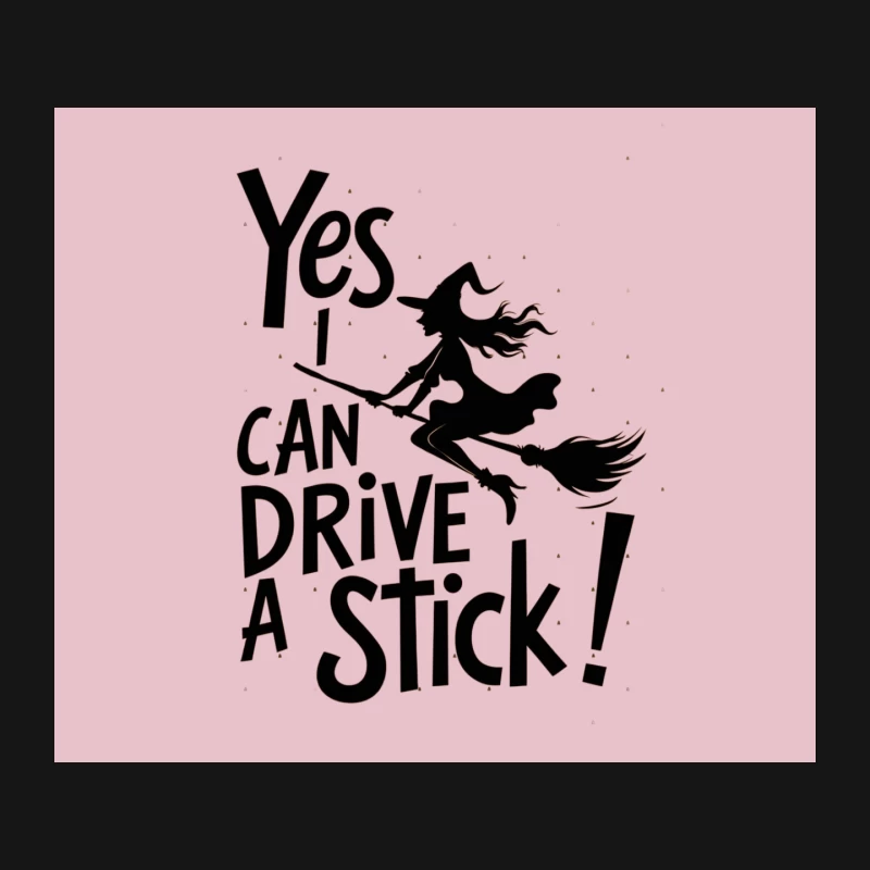 Humorous Witch Silhouette with Manual Transmission Quote Mouse Pad
