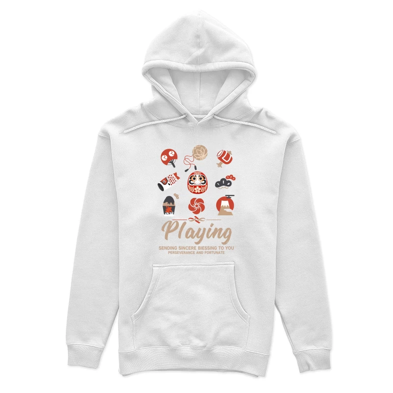 Japanische Glückssymbole und Wünsche Damen Pullover Hoodie