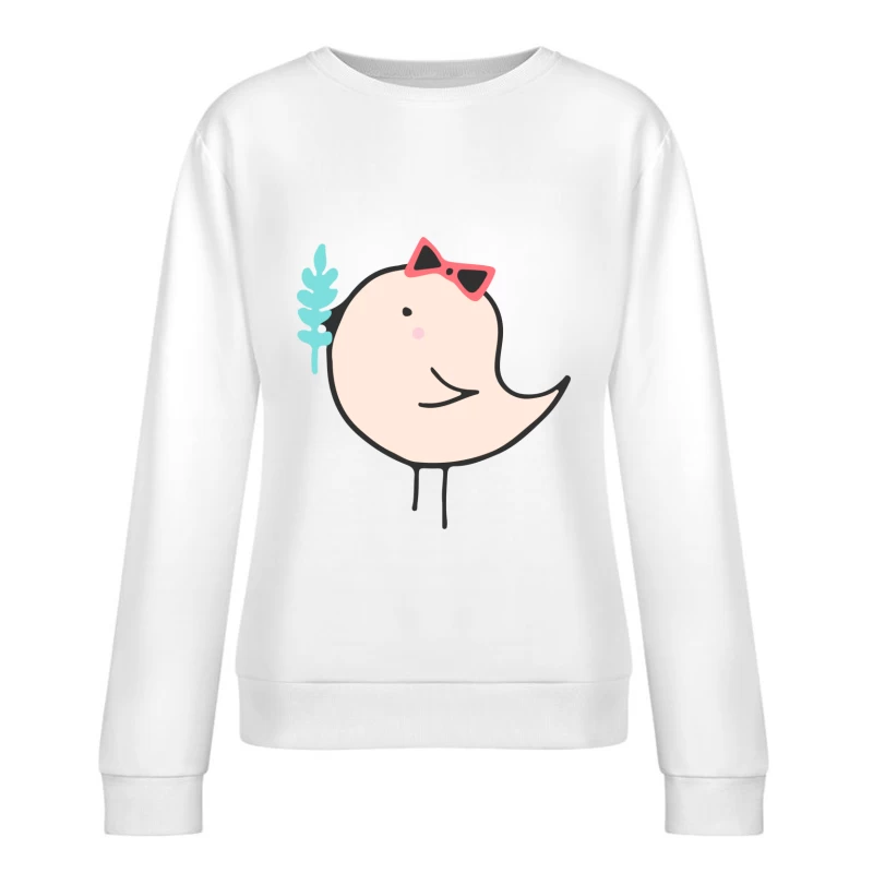 Oiseau mignon avec un noeud et branche Femme Sweat-shirt à enfiler
