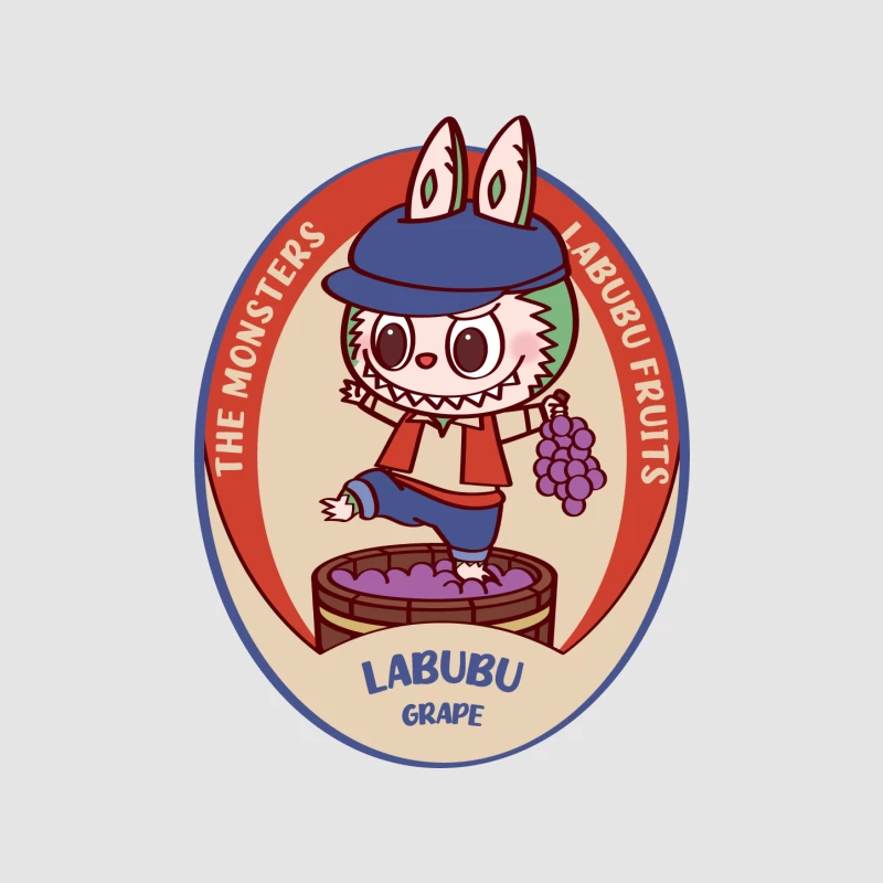 Labubu Traubenmonster Illustration Herren Pullover Hoodie