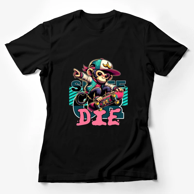 Skateboarden Affe in bunter Aufmachung Damen T-Shirt