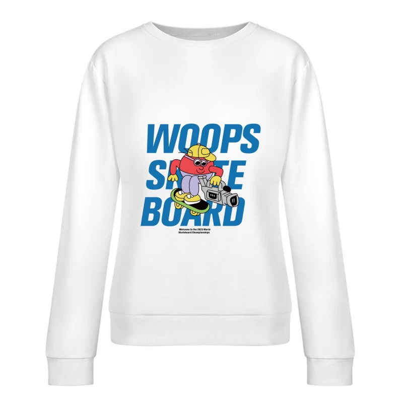 Comicfigur auf Skateboard mit Kamera Damen Pullover Sweatshirt