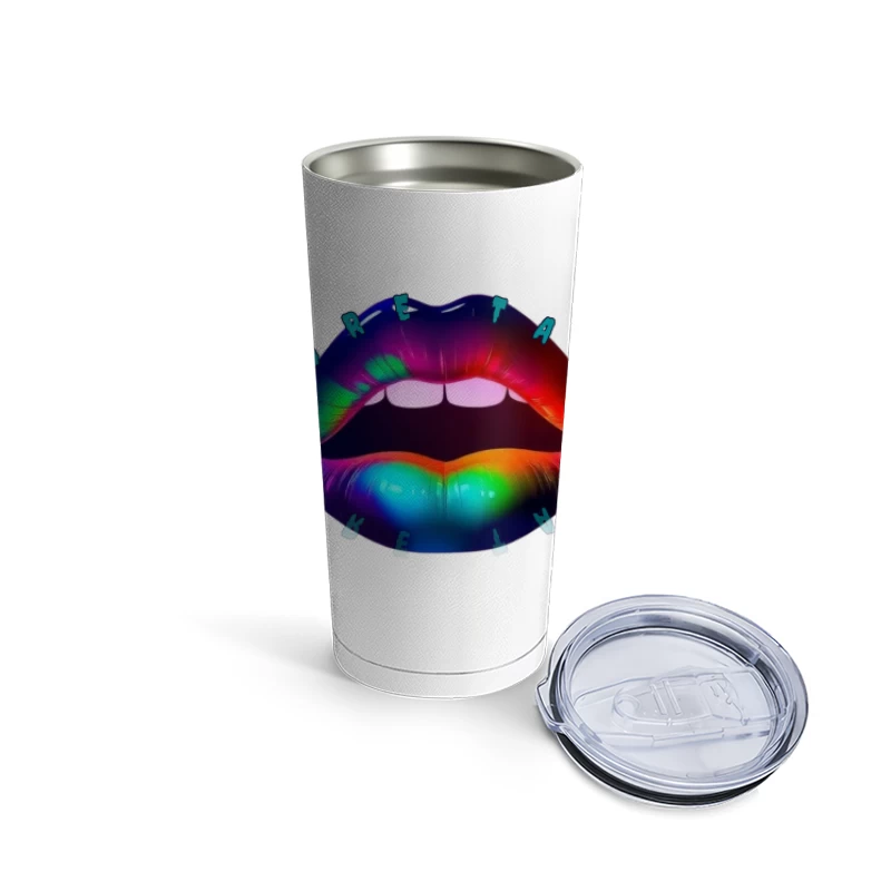 Rainbow Pierced Lips Pop Art Design Travel Mug