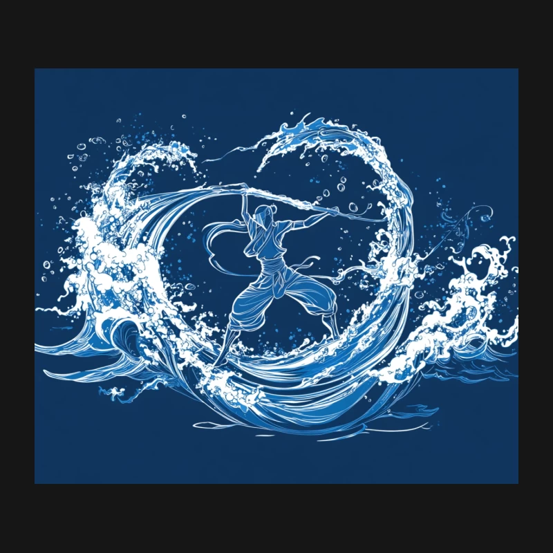 Water Bending Avatar: Dynamic Fantasy Illustration Mouse Pad