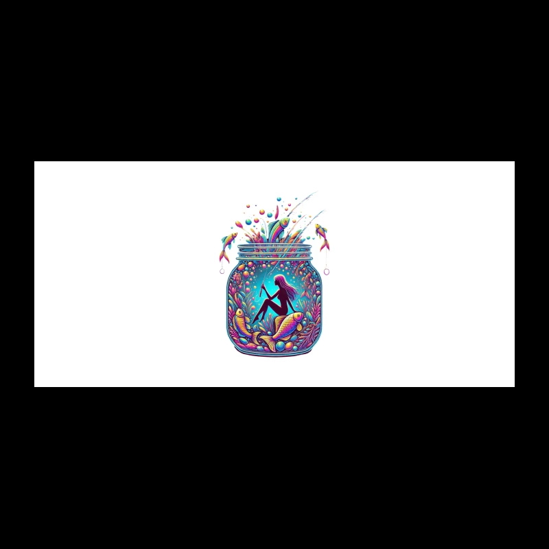 Magical Mermaid in Enchanted Mason Jar with Rainbow Fish Coffee Mug