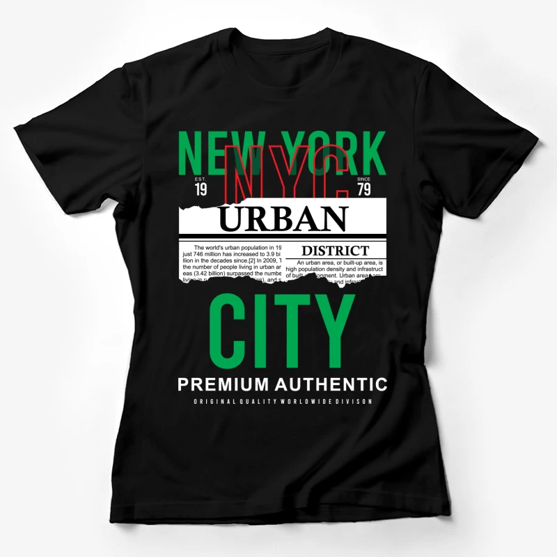 New York Urban Design in Grün und Rot Damen T-Shirt