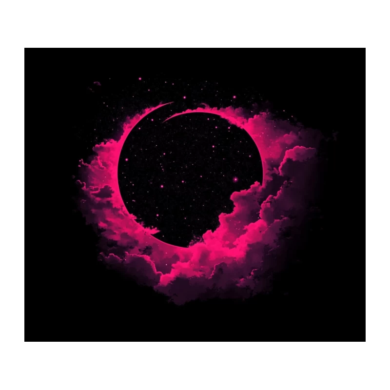 Surreal Pink Eclipse in Cosmic Space Tapestry