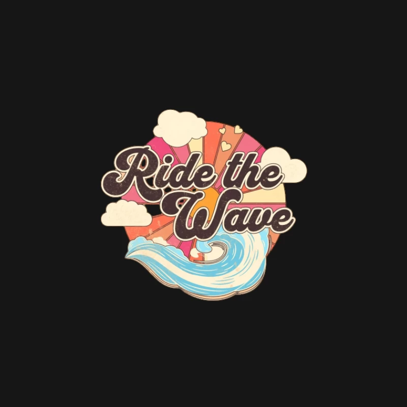 Surfe la Vague: Graphique Vintage avec Couleurs et Nuages Homme T-Shirt