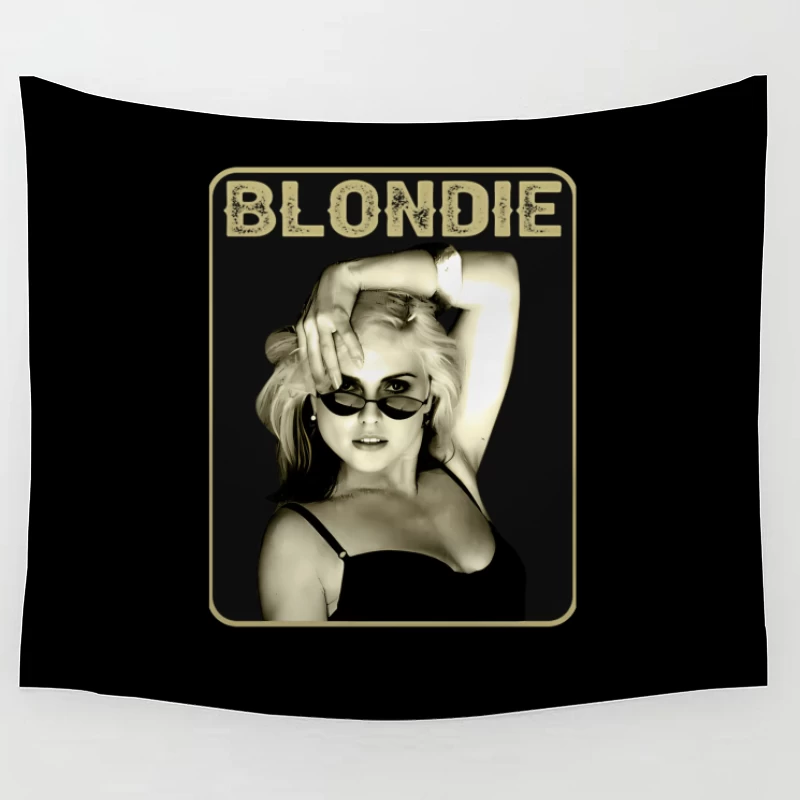 Vintage Black and White Fashion Portrait with Sunglasses Tapestry