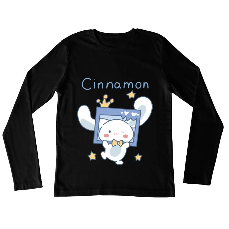 Niedlicher Hase mit Krone und Sternen Damen Langarm T-Shirt