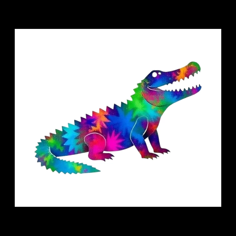 Rainbow Tie-Dye Dinosaur Digital Art Tapestry