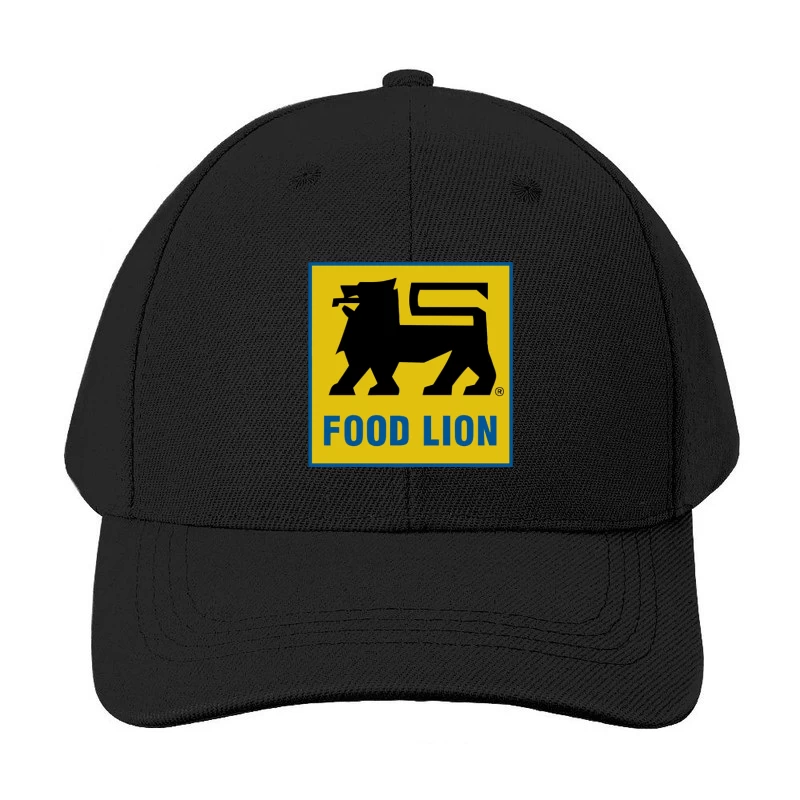 Food Lion Supermarket Chain Logo with Black Lion on Yellow Background Baseball Cap