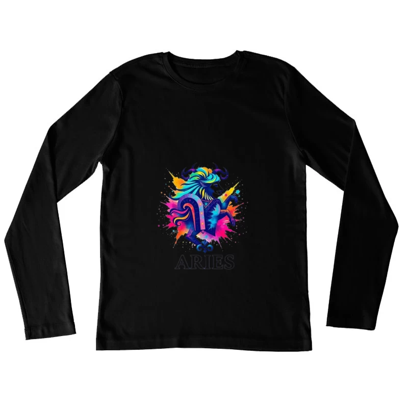 Colorful Aries Zodiac Illustration Female Long Sleeve T-Shirt