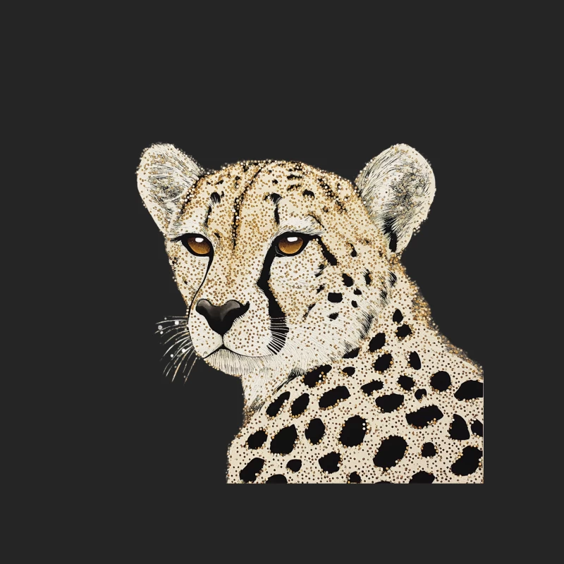 Illustrated Cheetah Portrait: Wildlife Beauty in Spots Male Pullover Sweatshirt