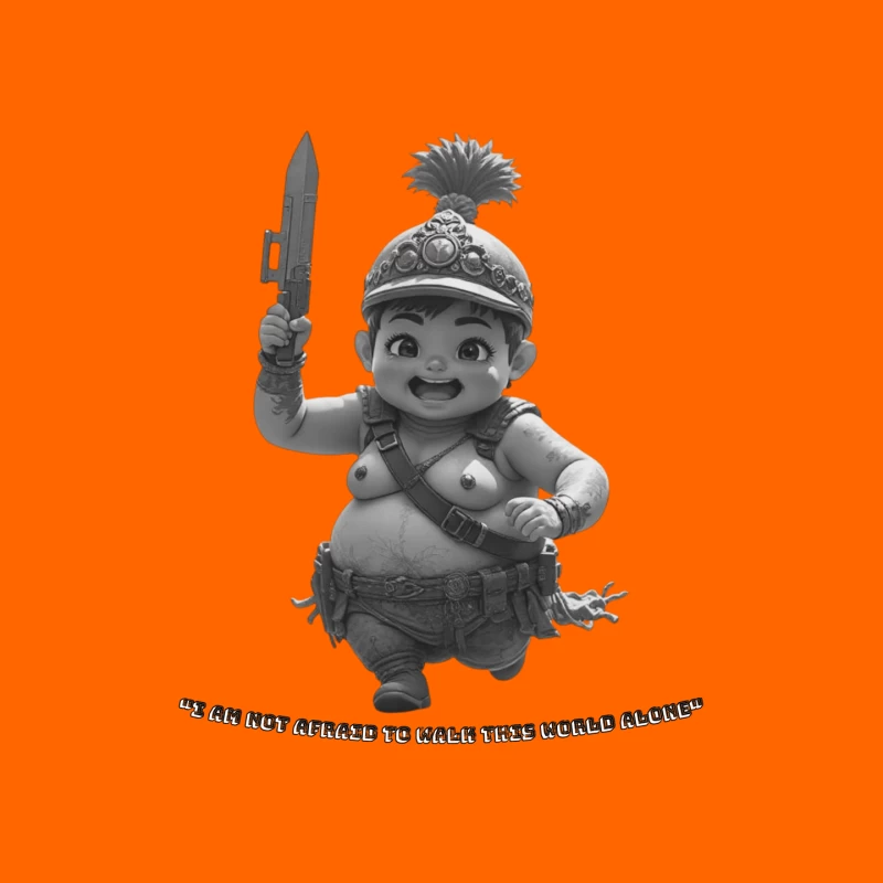 Adorable Chubby Warrior Character with Crown and Sword Mouse Pad