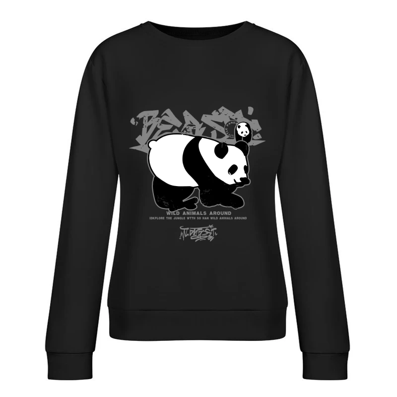 Panda-Graffiti: Wilde Tiere im Dschungel Damen Pullover Sweatshirt