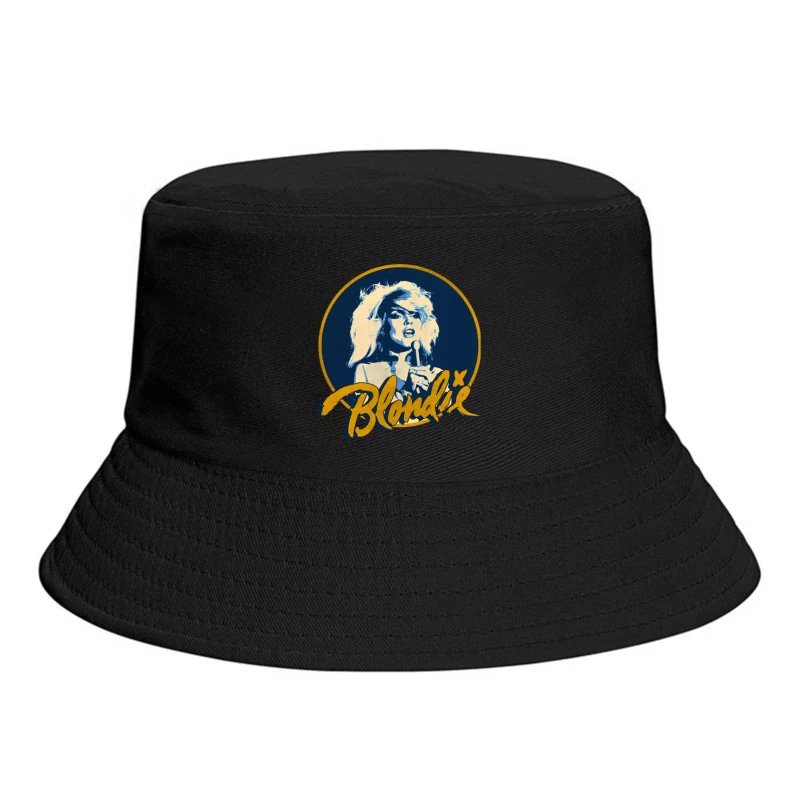 Vintage Blondie Band Logo with Blue and Gold Design Bucket Hat