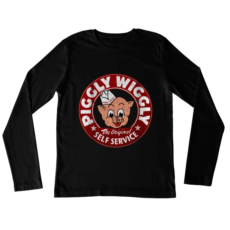 Vintage Piggly Wiggly Self-Service Grocery Store Logo Female Long Sleeve T-Shirt