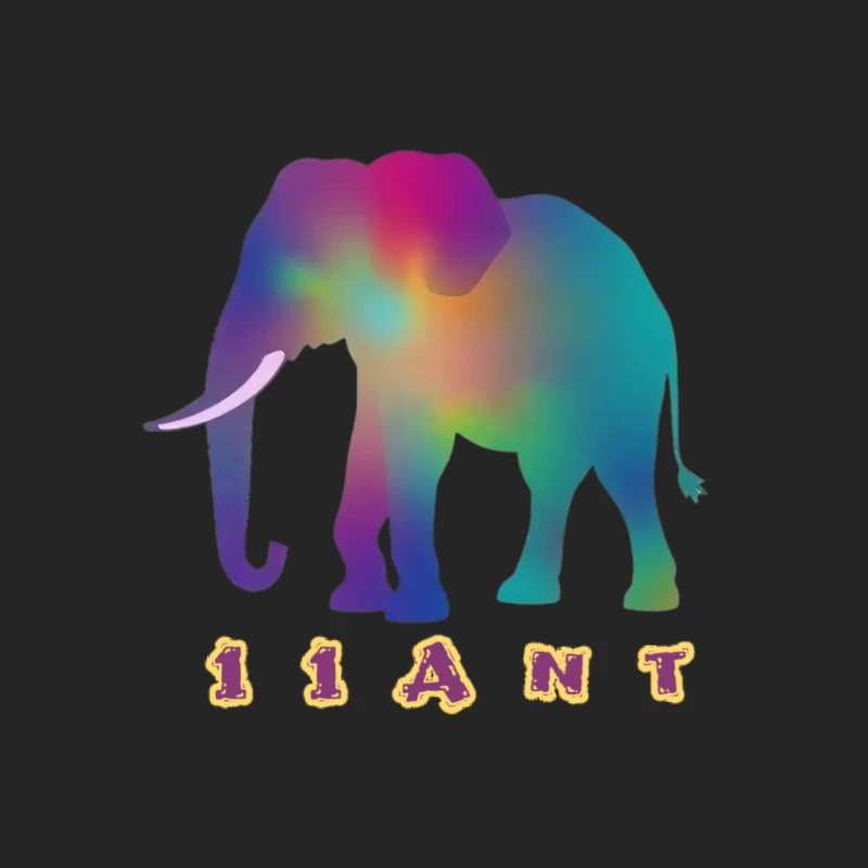 Rainbow Gradient Elephant Silhouette with "11ANT" Text Male Pullover Sweatshirt