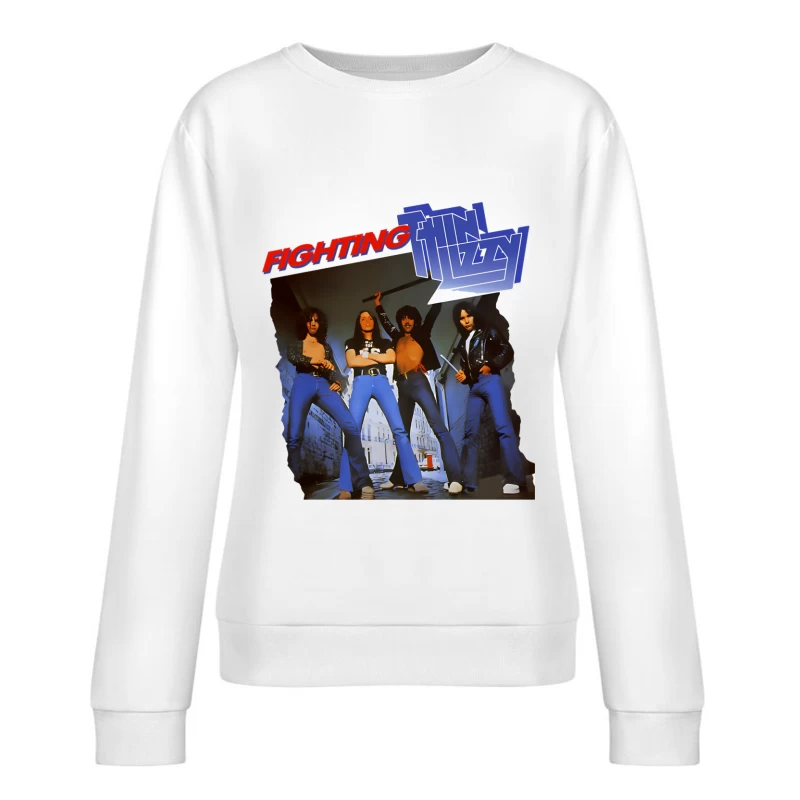 Thin Lizzy "Fighting" Album Cover Promotional Photo from 1970s Female Pullover Sweatshirt