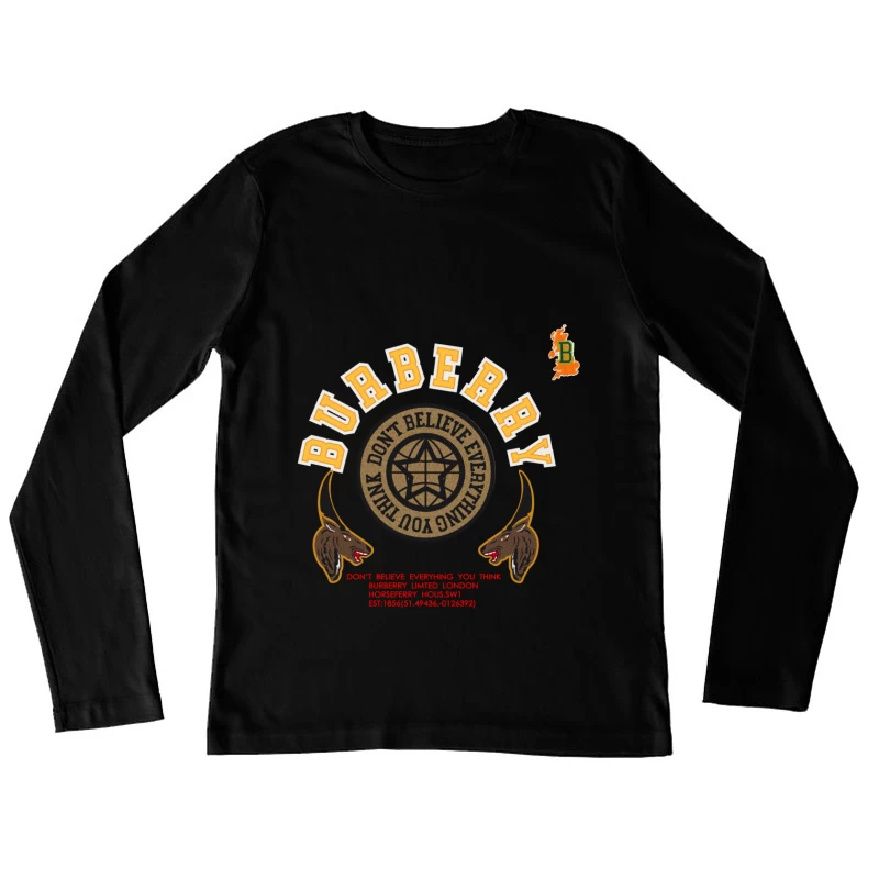 Burberry Grafikdesign mit Stierköpfen Damen Langarm T-Shirt