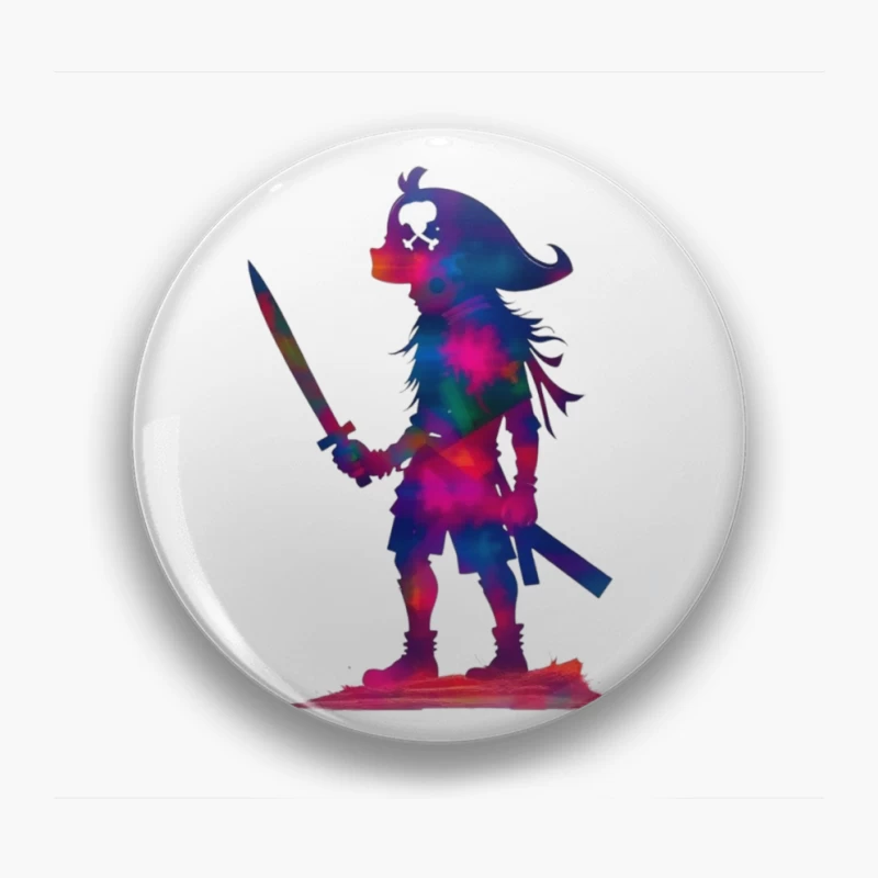 Cosmic Pirate Silhouette with Sword Pin