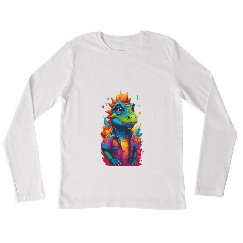Bunter Dinosaurier mit Hemd Damen Langarm T-Shirt