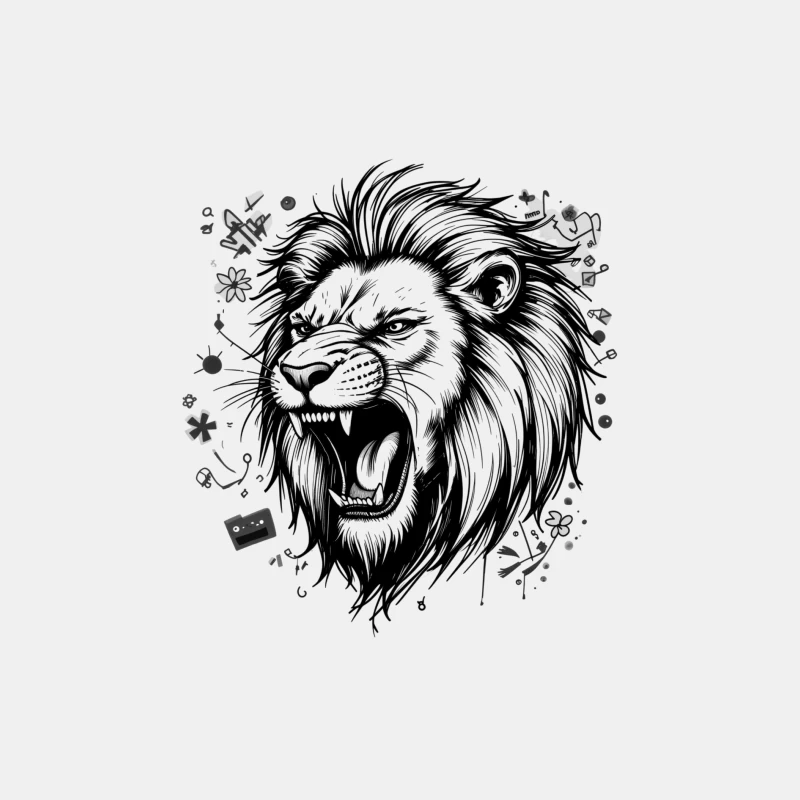 Roaring Lion Illustration Male Tank Top