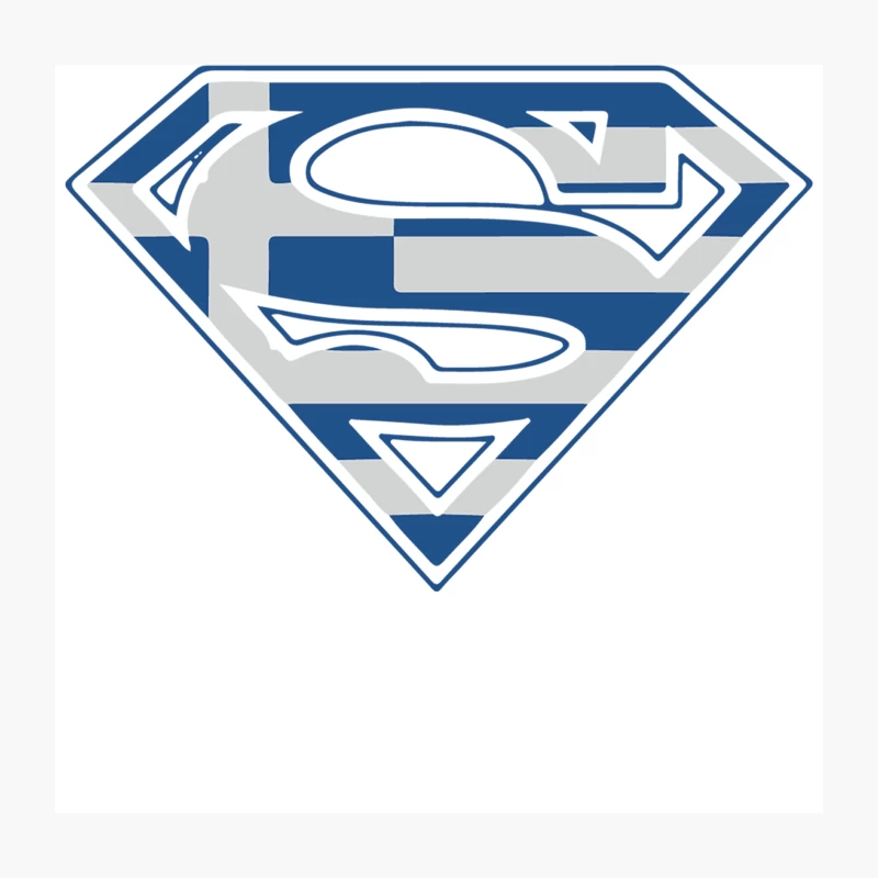 Stylized Superman Logo: Blue and White Superhero Emblem Throw Pillow